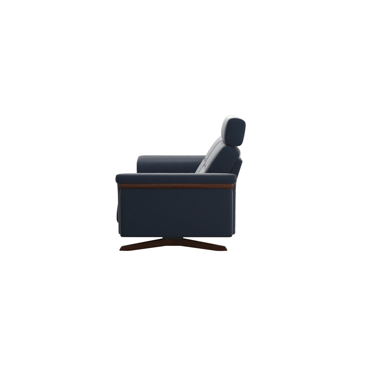 Stella Wood - 2-Seater Sofa with Headrest - Paloma Oxford Blue - Brown
