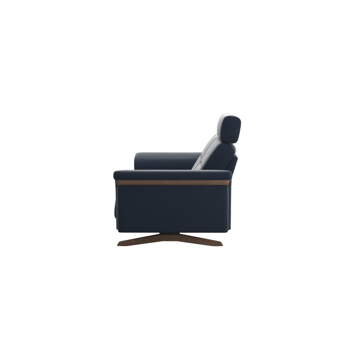 Stella Wood - 2-Seater Sofa with Headrest - Paloma Oxford Blue - Walnut