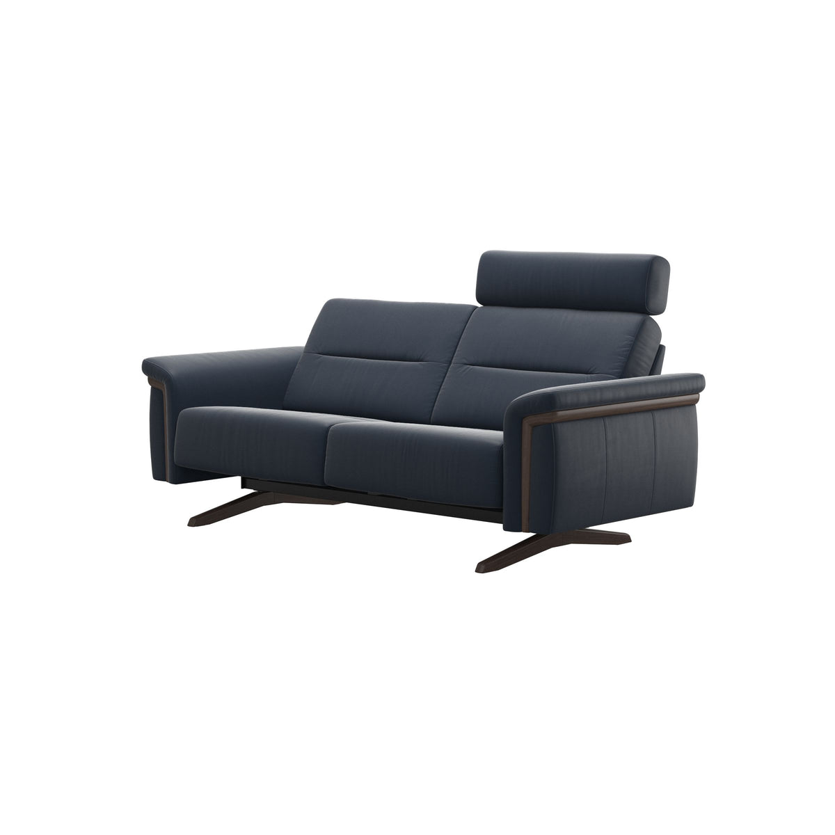 Stella Wood - 2-Seater Sofa with Headrest - Paloma Oxford Blue - Wenge