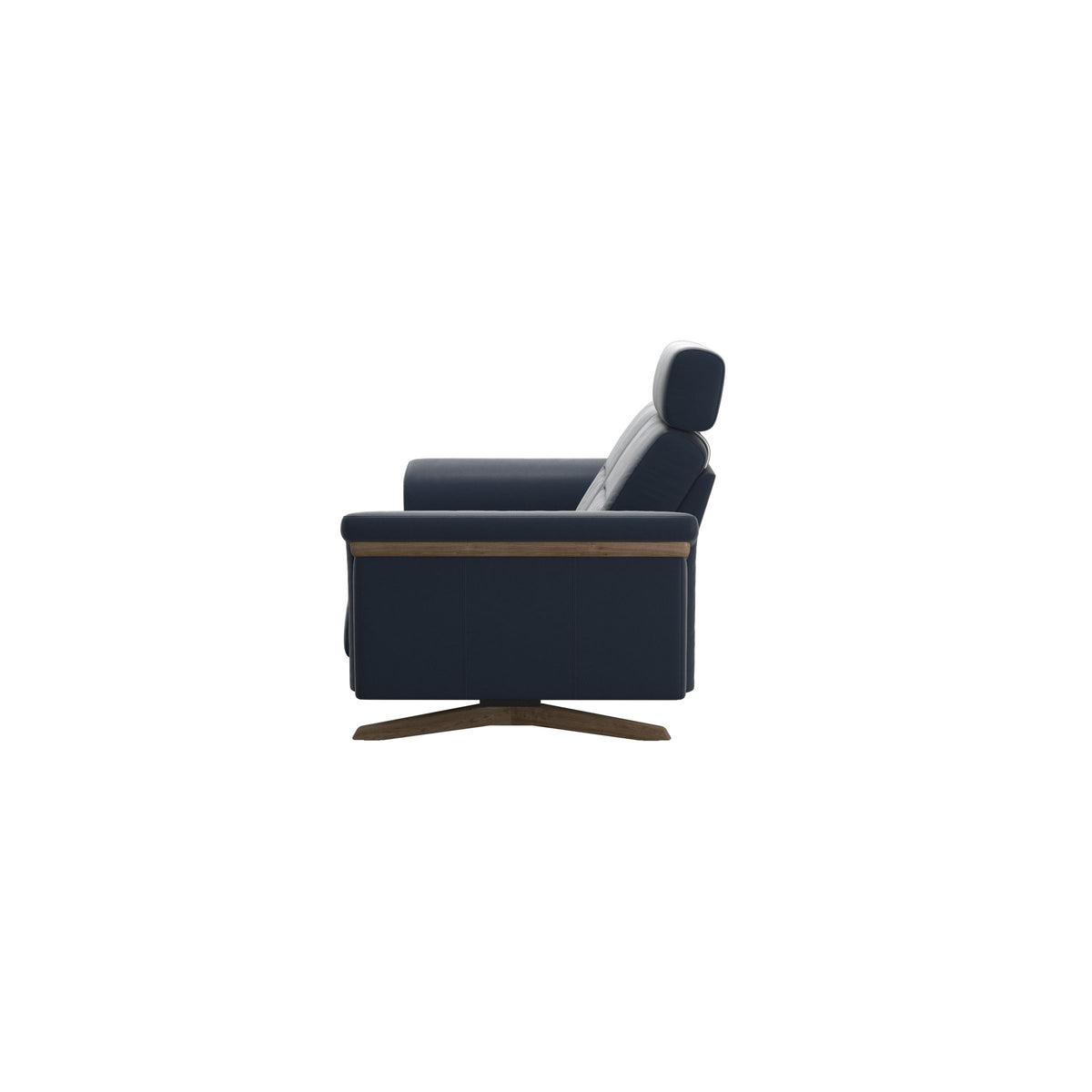 Stella Wood - 2-Seater Sofa with Headrest - Paloma Oxford Blue - Smoked Oak