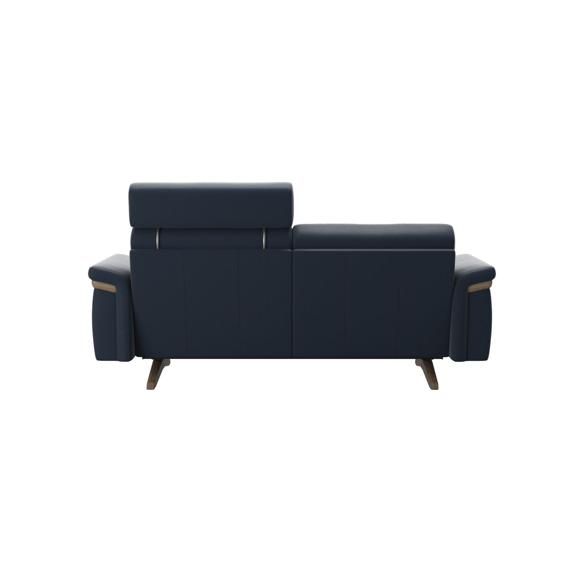 Stella Wood - 2-Seater Sofa with Headrest - Paloma Oxford Blue - Smoked Oak