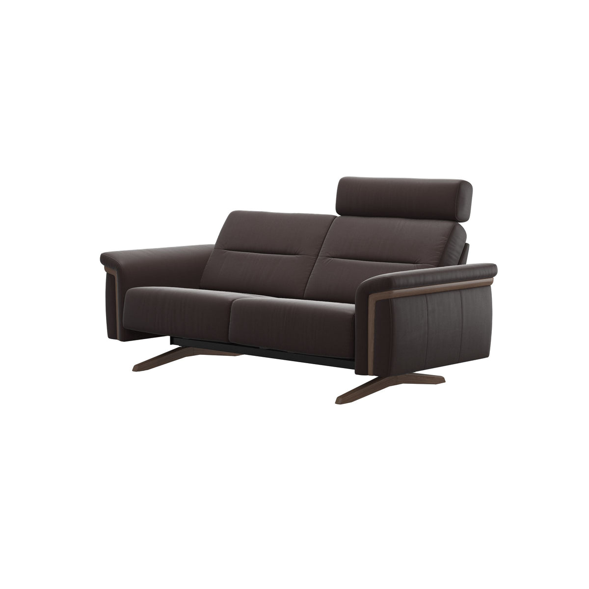 Stella Wood - 2-Seater Sofa with Headrest - Paloma Chocolate - Walnut