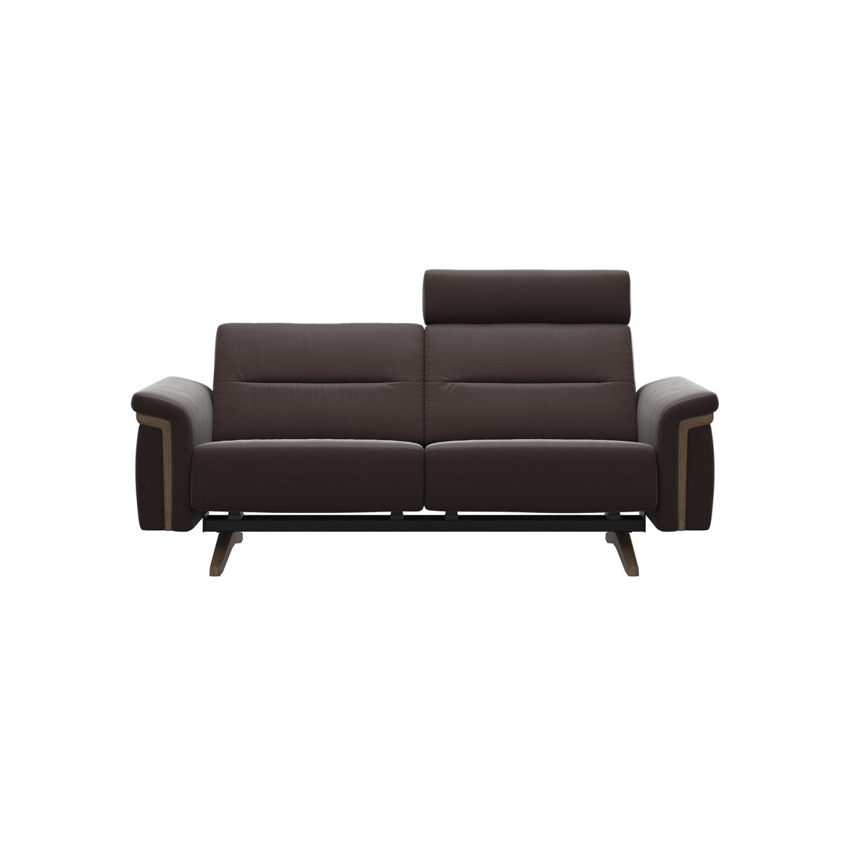 Stella Wood - 2-Seater Sofa with Headrest - Paloma Chocolate - Smoked Oak