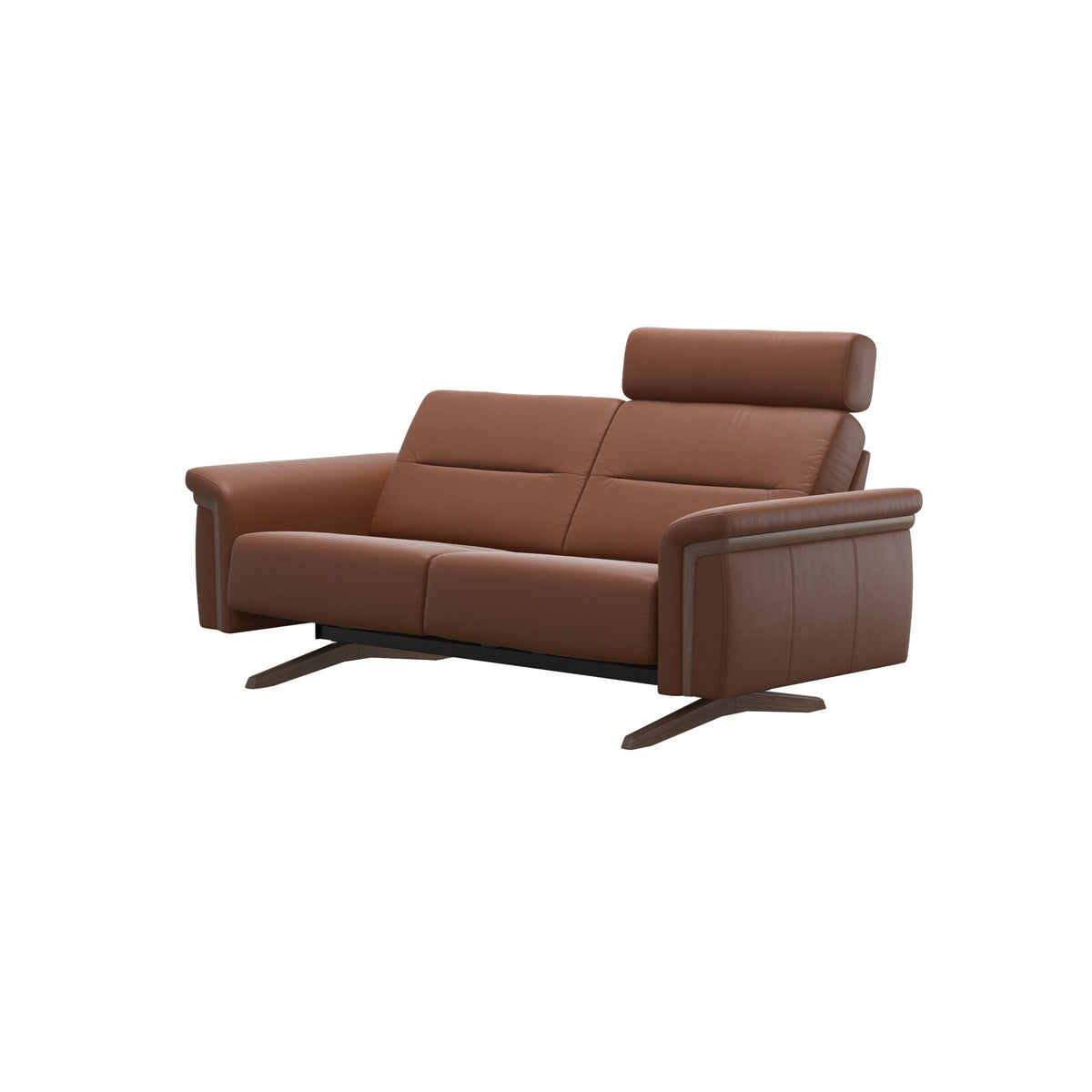 Stella Wood - 2-Seater Sofa with Headrest - Paloma New cognac - Walnut