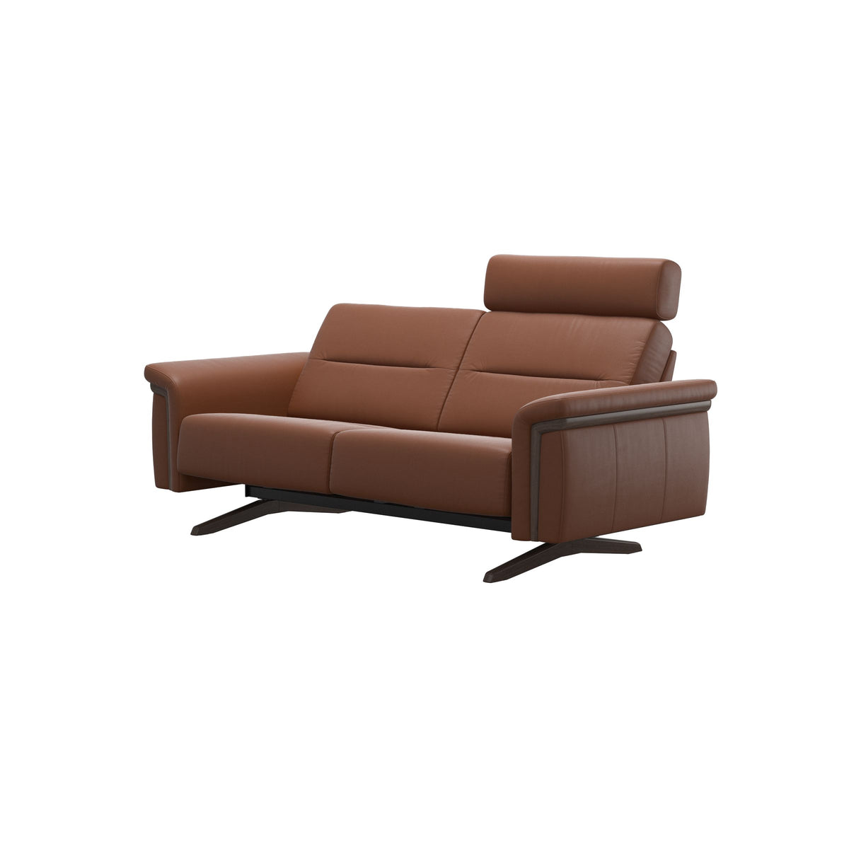 Stella Wood - 2-Seater Sofa with Headrest - Paloma New cognac - Wenge