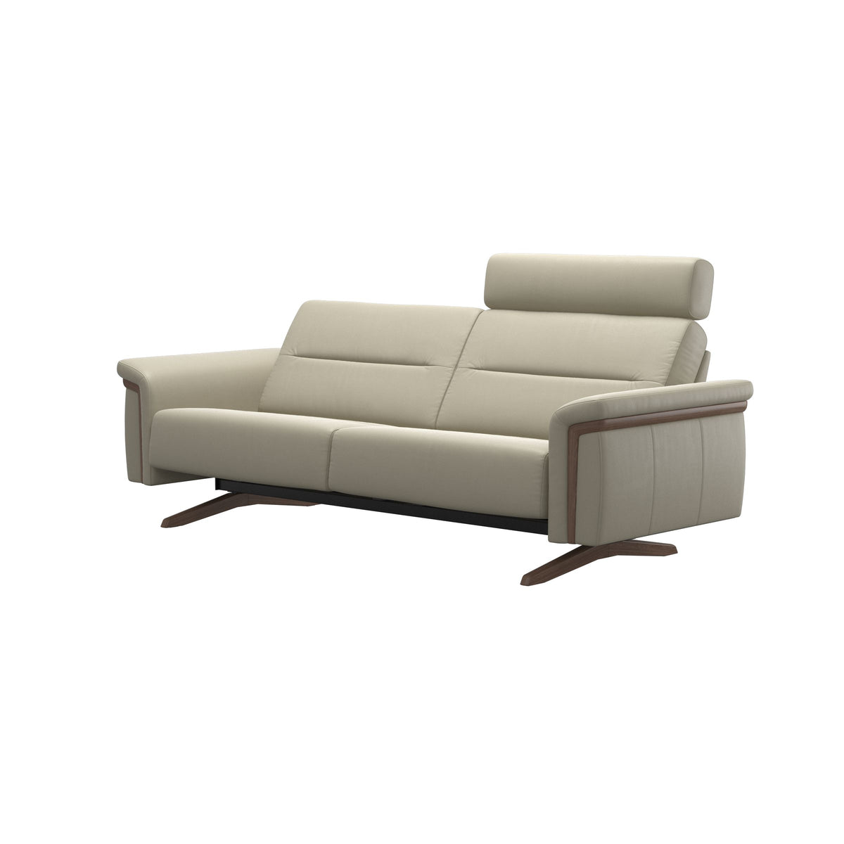 Stella Wood - 2.5-Seater Sofa with Headrest - Paloma Light Grey - Walnut