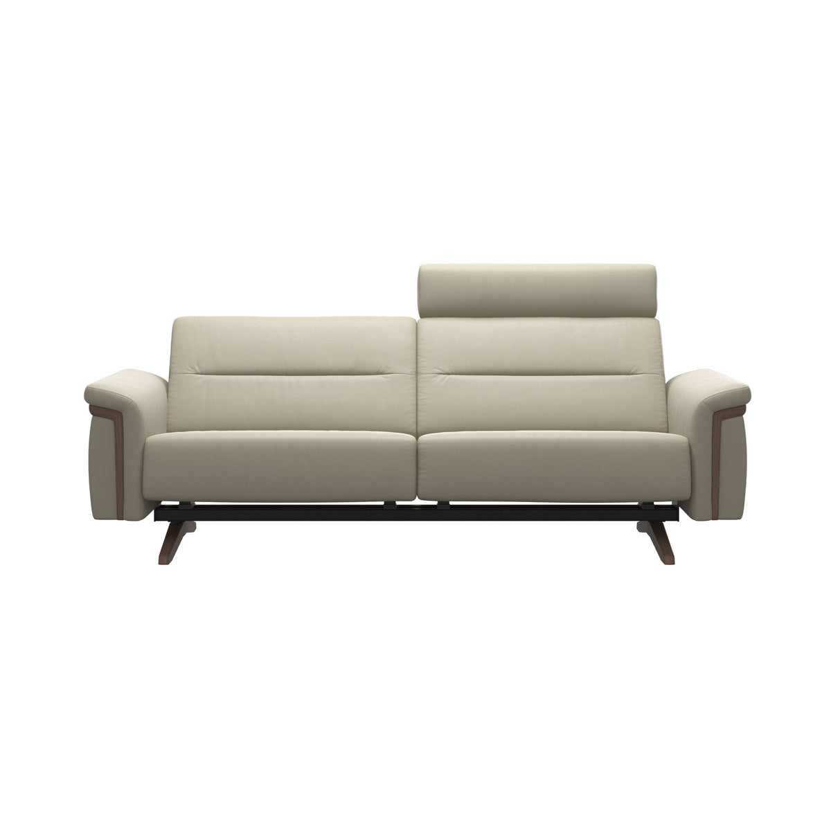 Stella Wood - 2.5-Seater Sofa with Headrest - Paloma Light Grey - Walnut