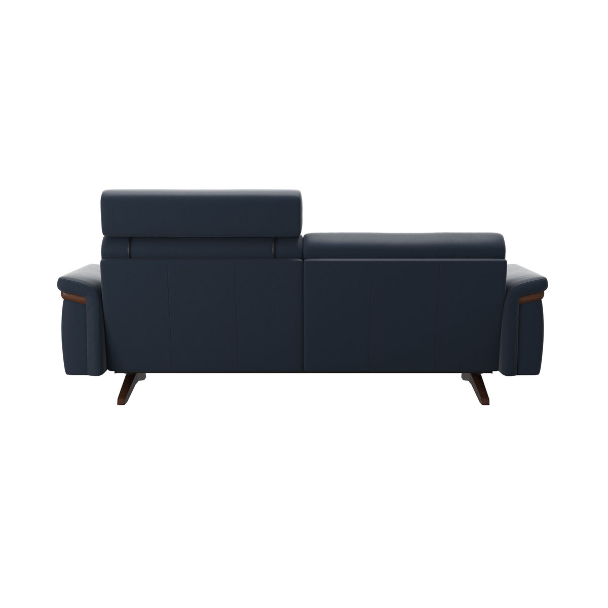 Stella Wood - 2.5-Seater Sofa with Headrest - Paloma Oxford Blue - Brown
