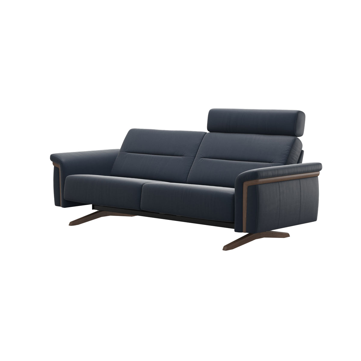 Stella Wood - 2.5-Seater Sofa with Headrest - Paloma Oxford Blue - Walnut
