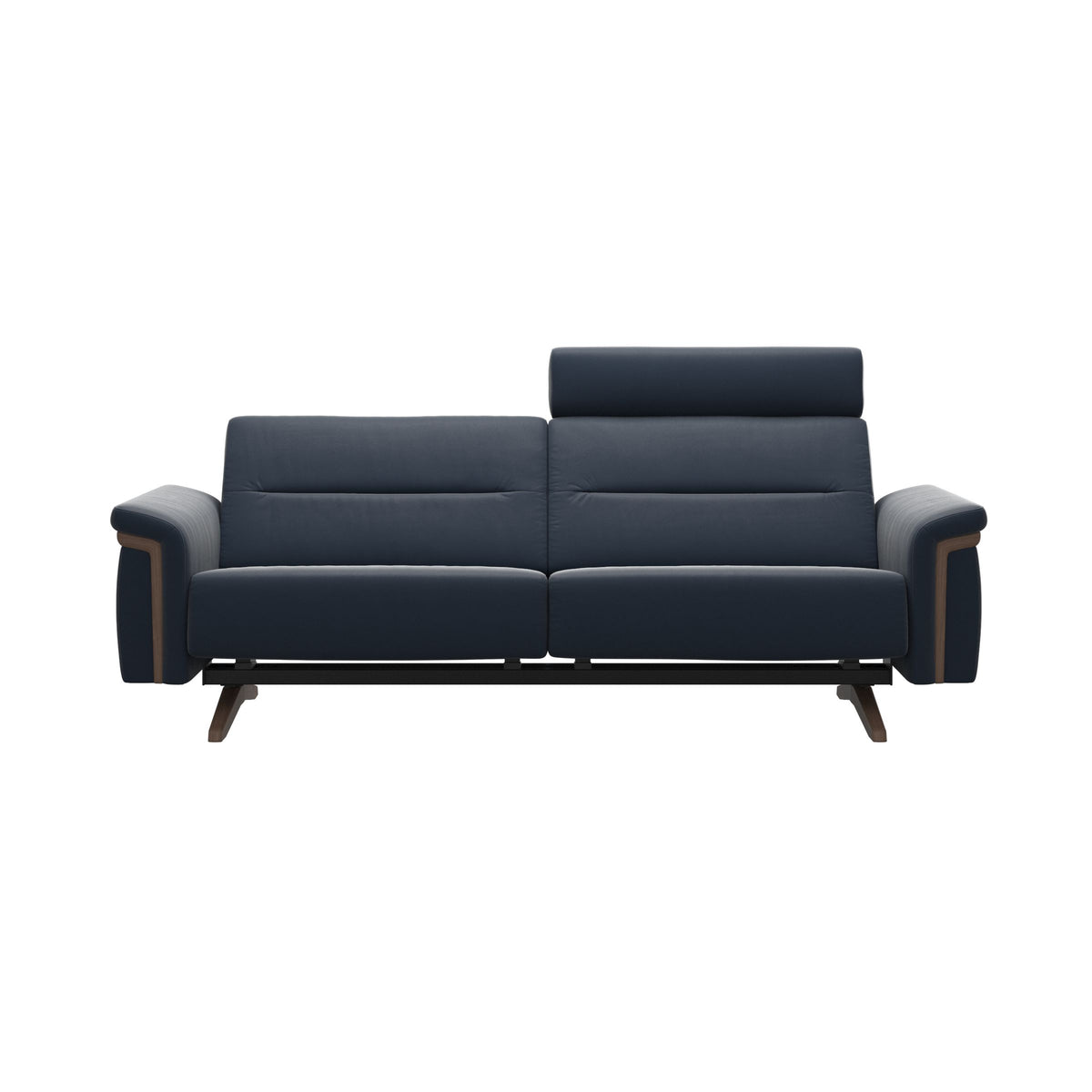 Stella Wood - 2.5-Seater Sofa with Headrest - Paloma Oxford Blue - Walnut
