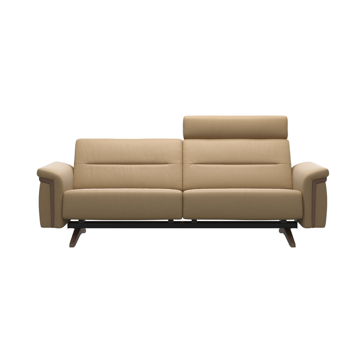 Stella Wood - 2.5-Seater Sofa with Headrest - Paloma Sand - Walnut