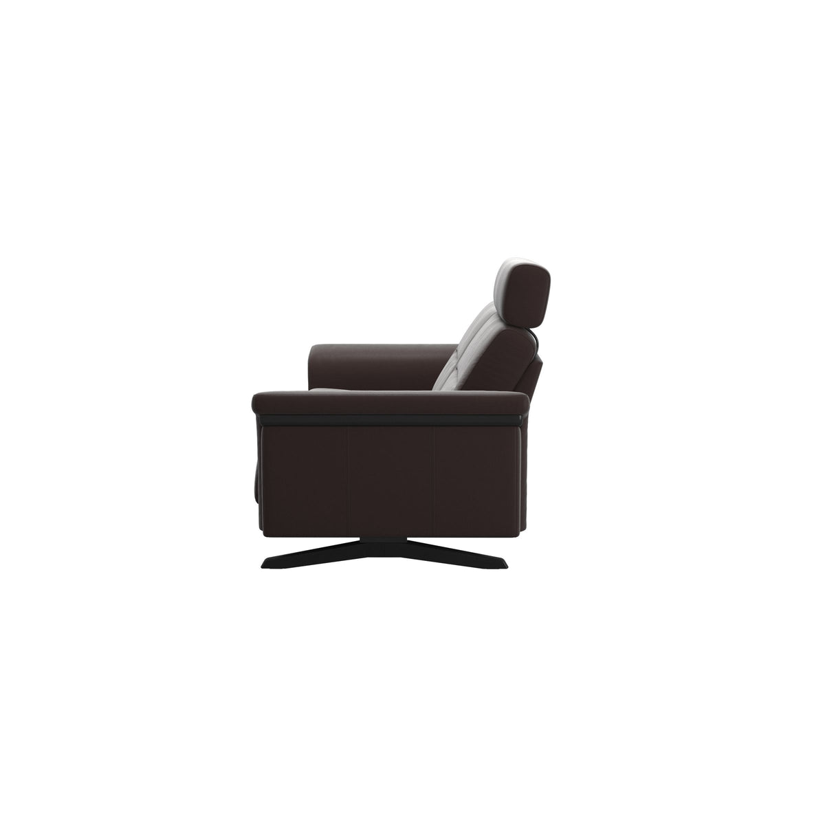 Stressless Stella Wood 2.5-Seater Sofa with Headrest in Paloma Chocolate, back view, Black wood