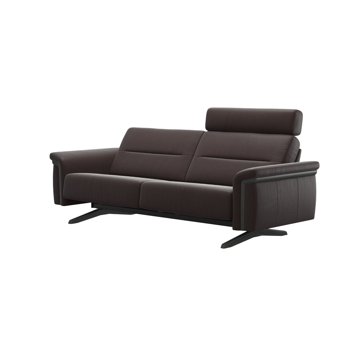 Stella Wood - 2.5-Seater Sofa with Headrest - Paloma Chocolate - Grey