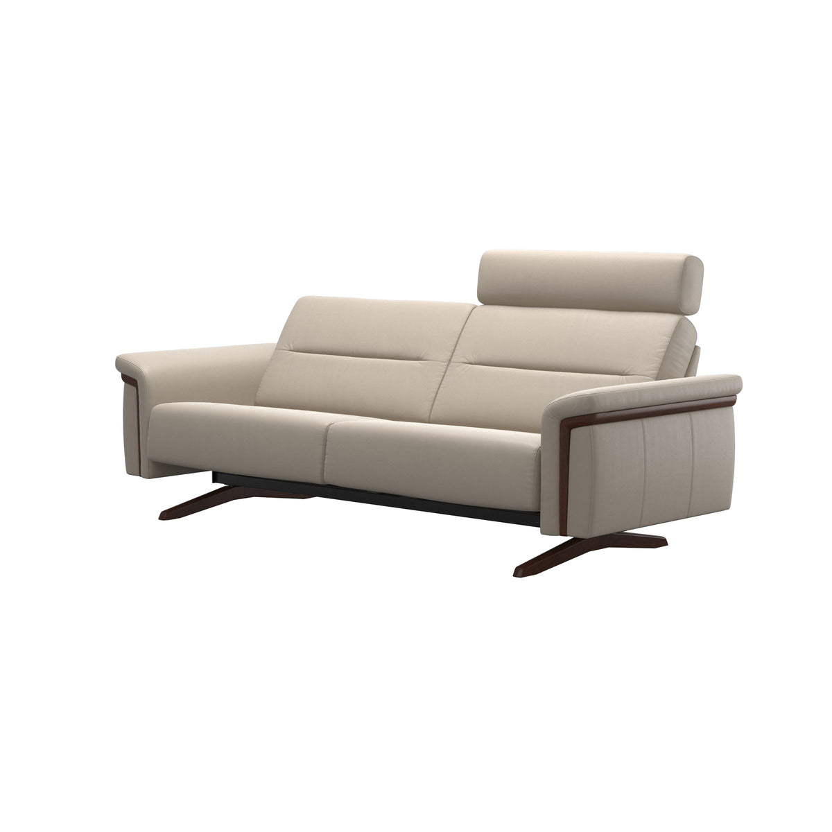 Stella Wood - 2.5-Seater Sofa with Headrest - Paloma Fog - Brown