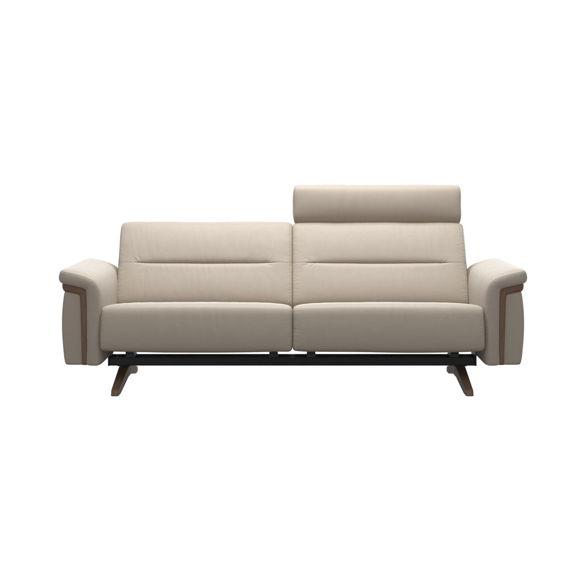 Stella Wood - 2.5-Seater Sofa with Headrest - Paloma Fog - Walnut