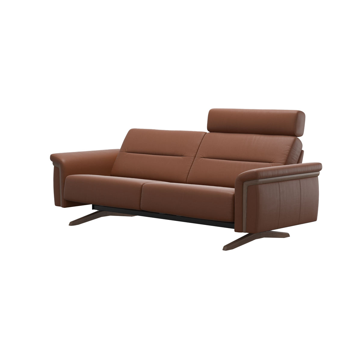Stella Wood - 2.5-Seater Sofa with Headrest - Paloma New cognac - Walnut