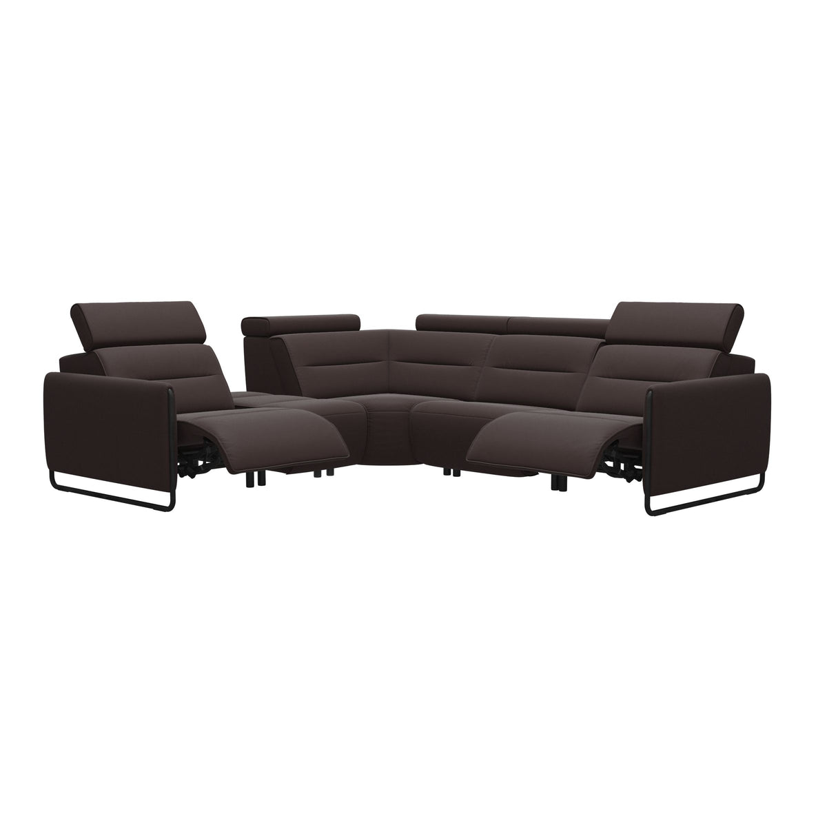 Emily Steel - C12 Corner Sofa - Paloma Chocolate - Matte Black