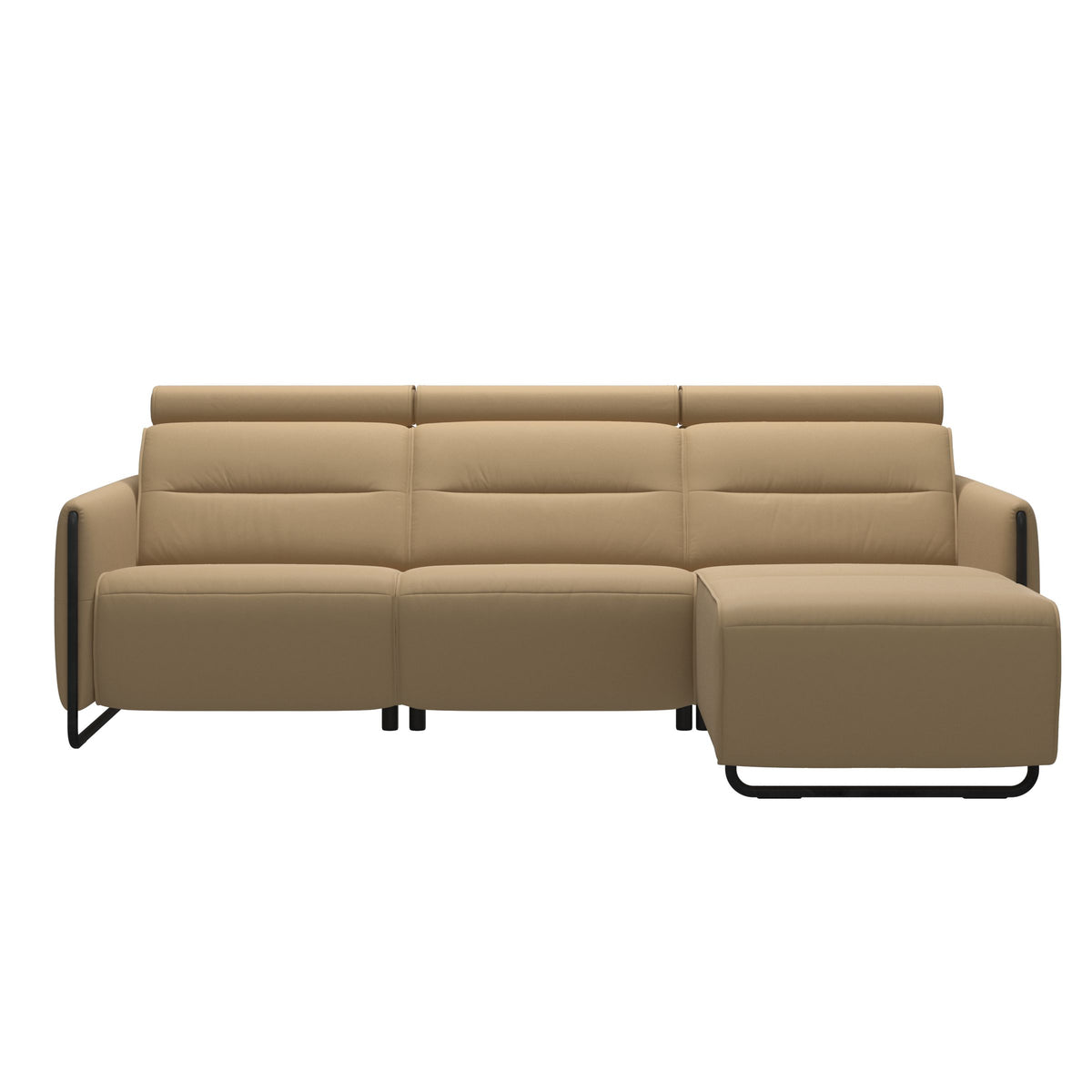 Emily Steel - 2-Seater Sofa with Long Seat - Paloma Sand - Matte Black