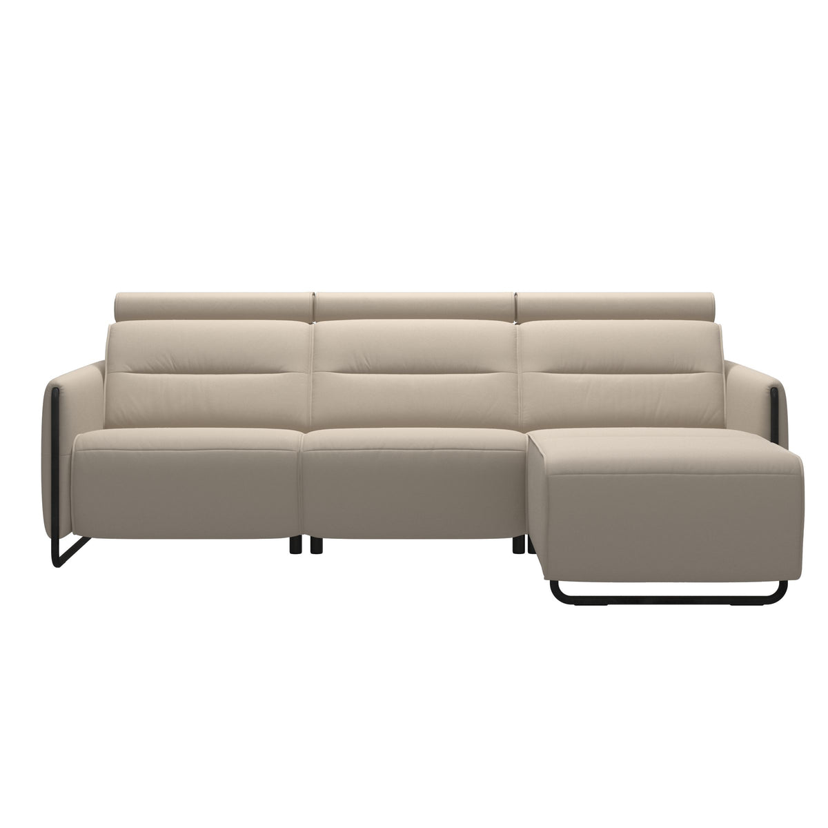 Emily Steel - 2-Seater Sofa with Long Seat - Paloma Fog - Matte Black