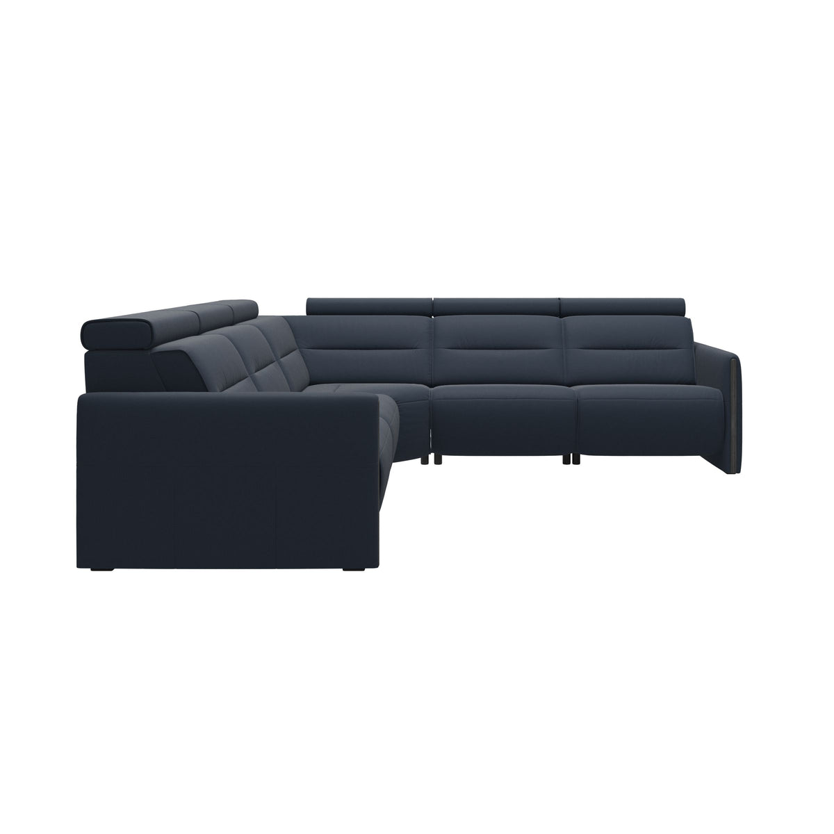 Stressless Emily Wood C22 Corner Sofa with 2 Power Seats in Paloma Oxford Blue, Grey, front view