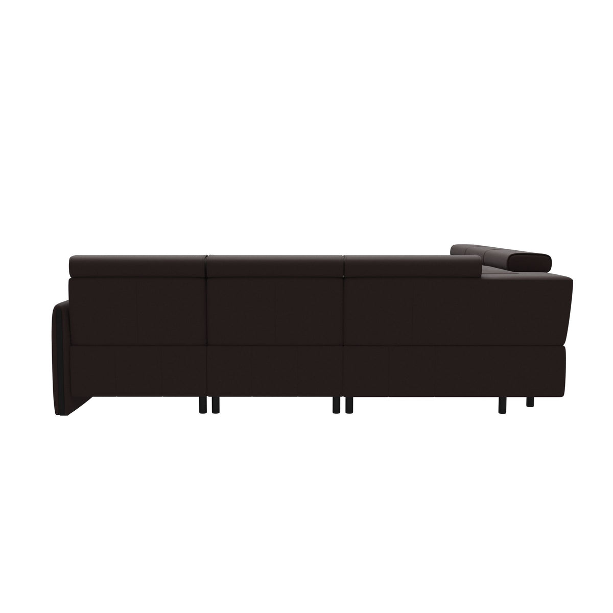 Stressless Emily Wood C22 Corner Sofa with 2 Power Seats in Paloma Chocolate, Black, rear three-quarter view