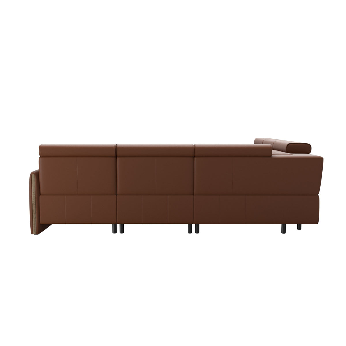 Stressless Emily Wood C22 Corner Sofa with 2 Power Seats in Paloma New Cognac, Smoked Oak, rear three-quarter view