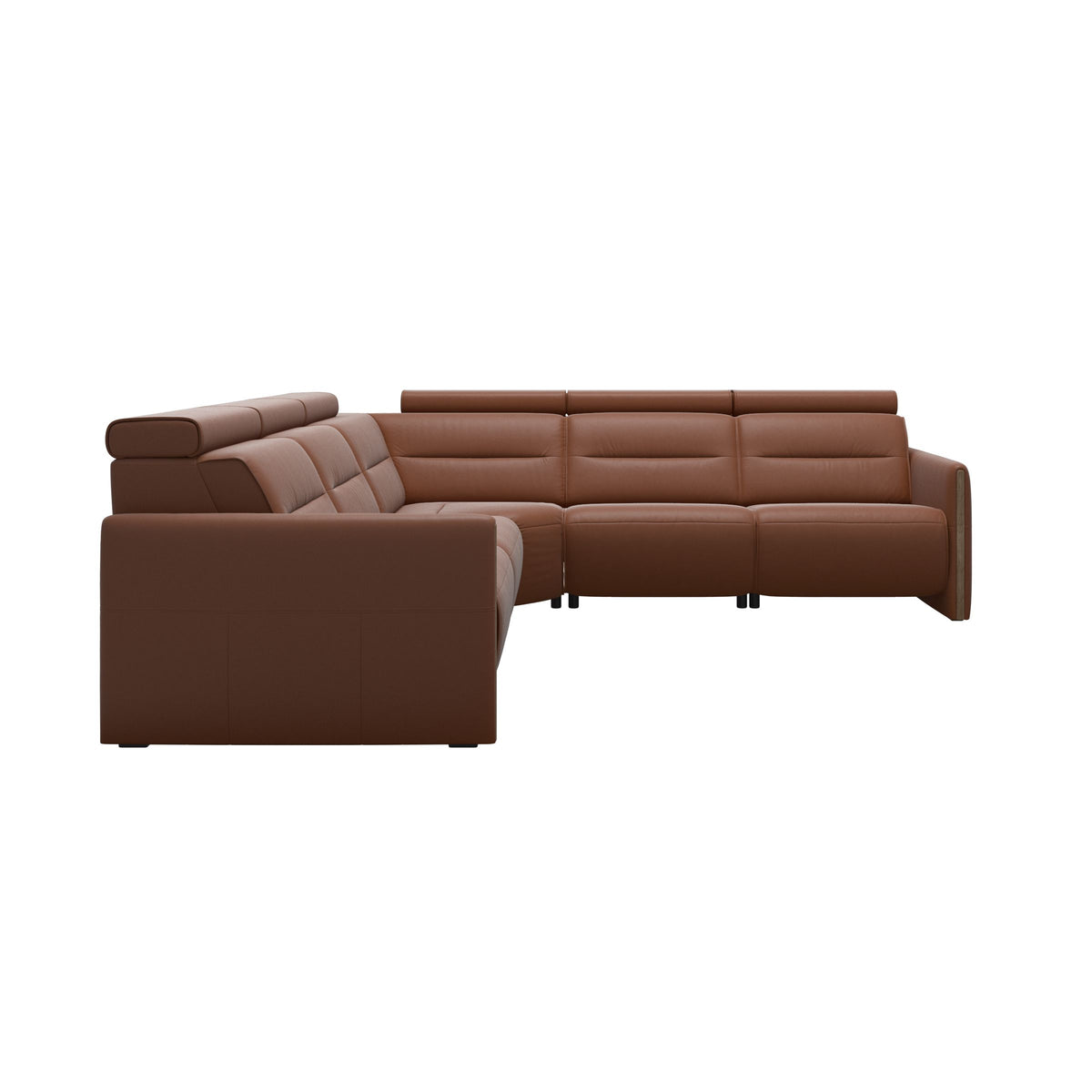 Stressless Emily Wood C22 Corner Sofa with 2 Power Seats in Paloma New Cognac, Smoked Oak, front view