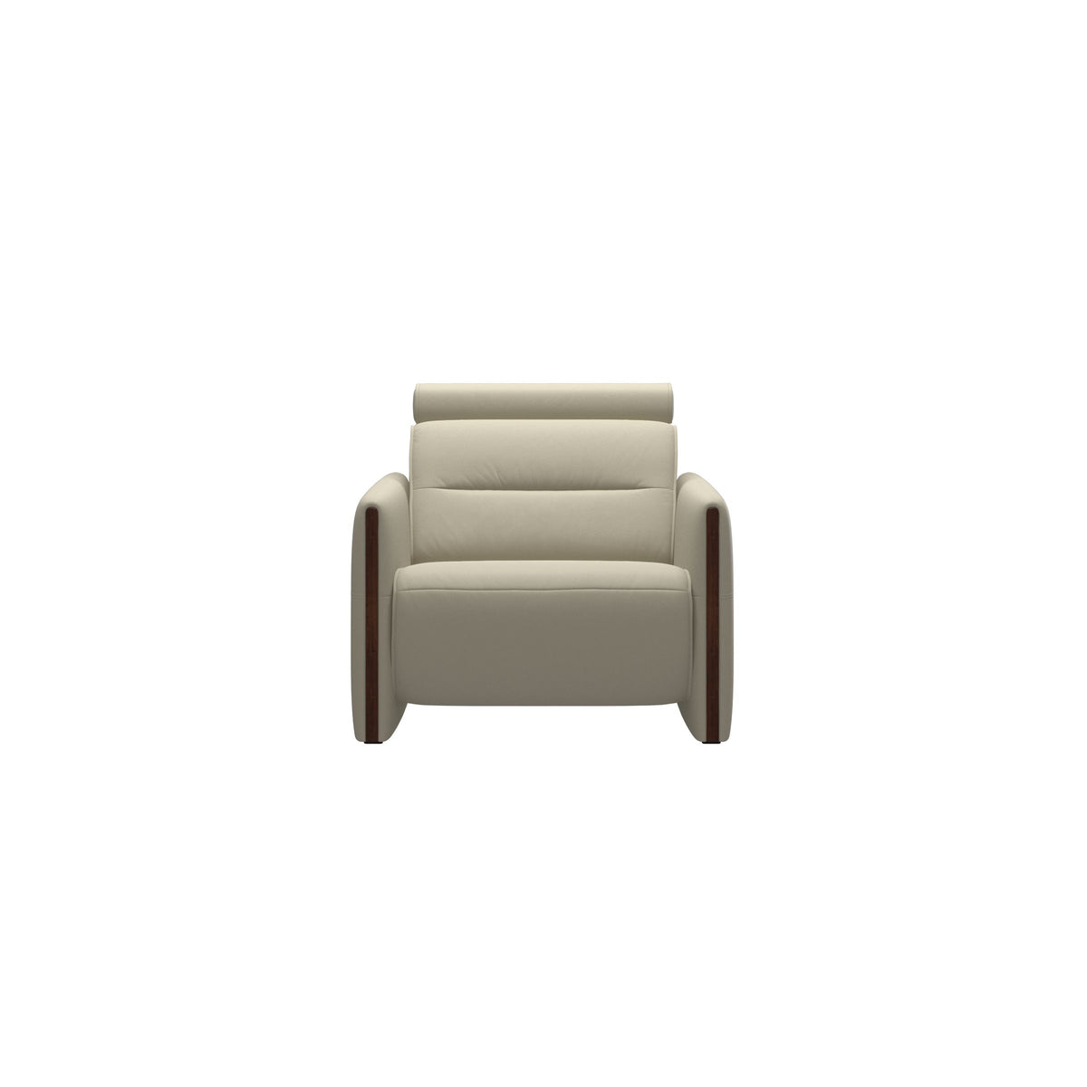Stressless Emily Wood Chair with Power in Paloma Light Grey, Brown, front view