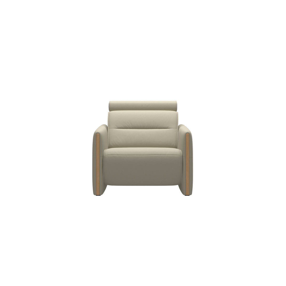 Stressless Emily Wood Chair with Power in Paloma Light Grey, Oak, front view