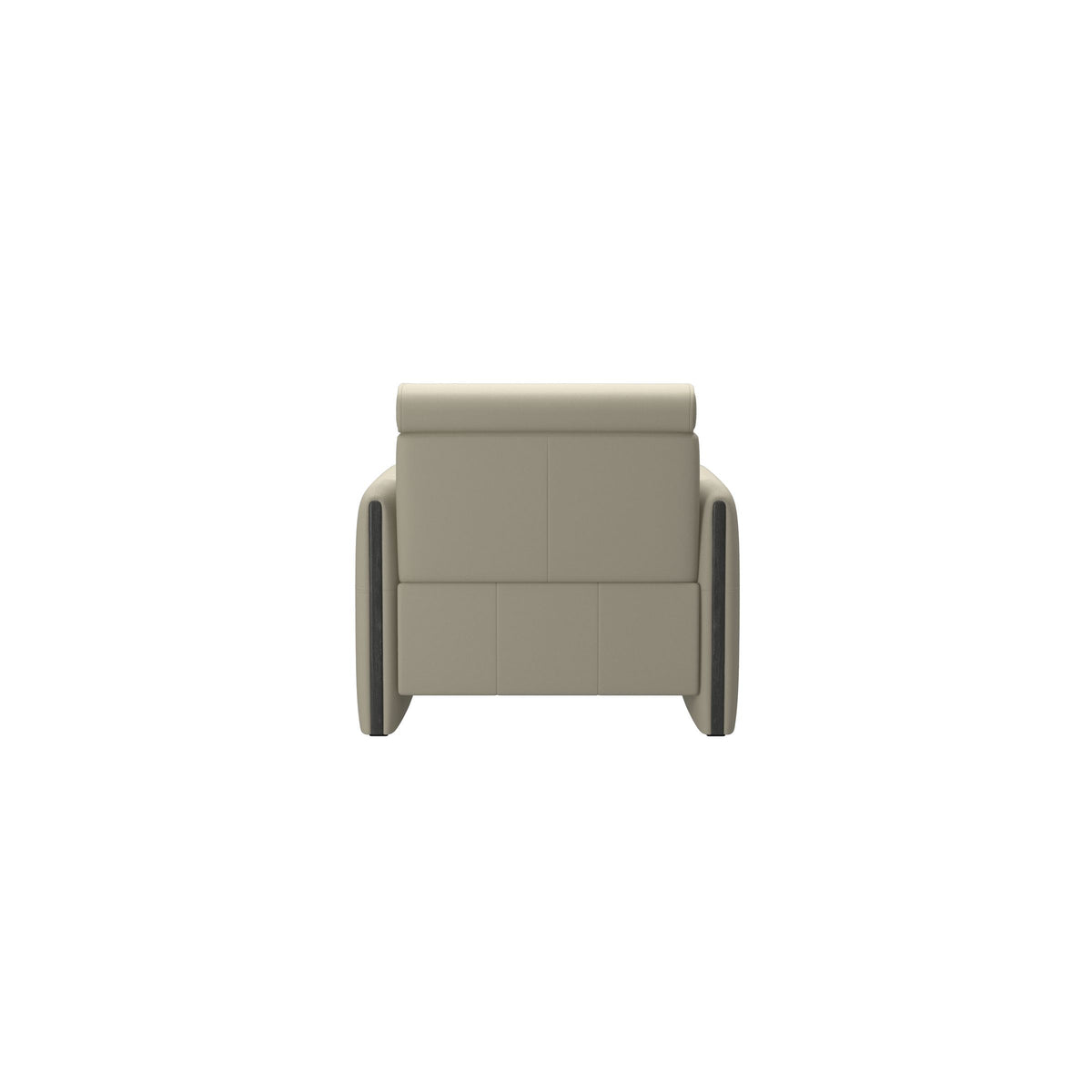 Stressless Emily Wood Chair with Power in Paloma Light Grey, Grey, rear three-quarter view