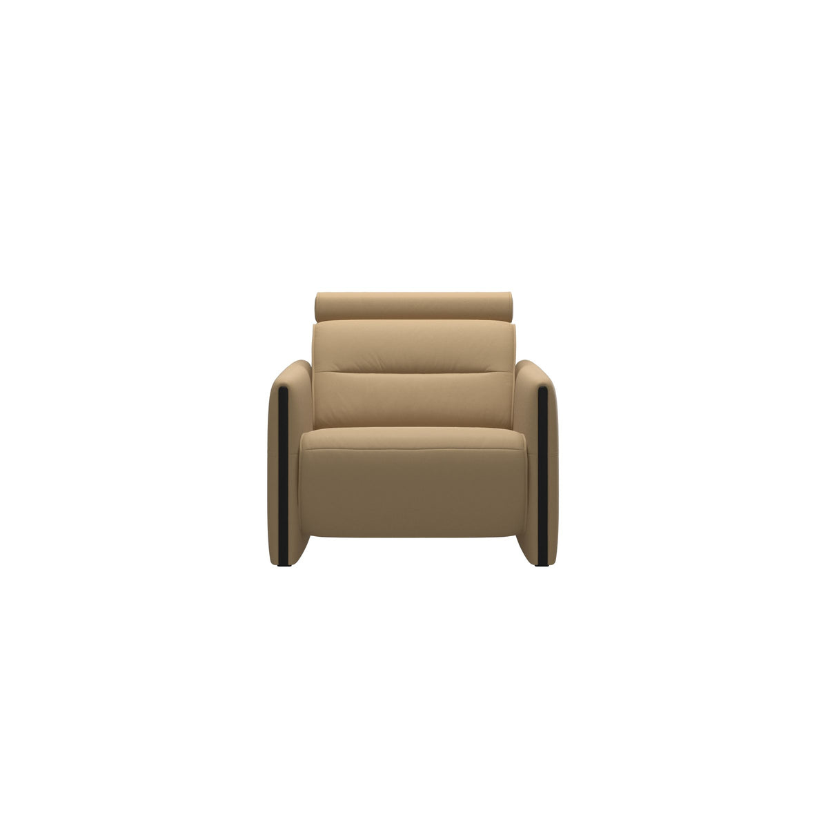 Stressless Emily Wood Chair with Power in Paloma Sand, Black, front view