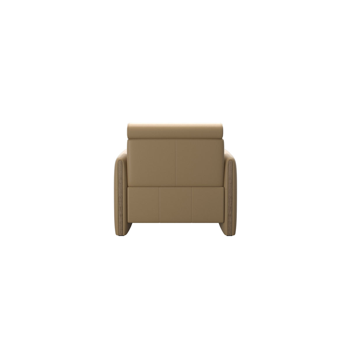 Stressless Emily Wood Chair with Power in Paloma Sand, Smoked Oak, rear three-quarter view