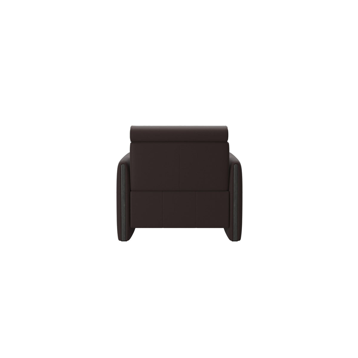 Stressless Emily Wood Chair with Power in Paloma Chocolate, Grey, rear three-quarter view