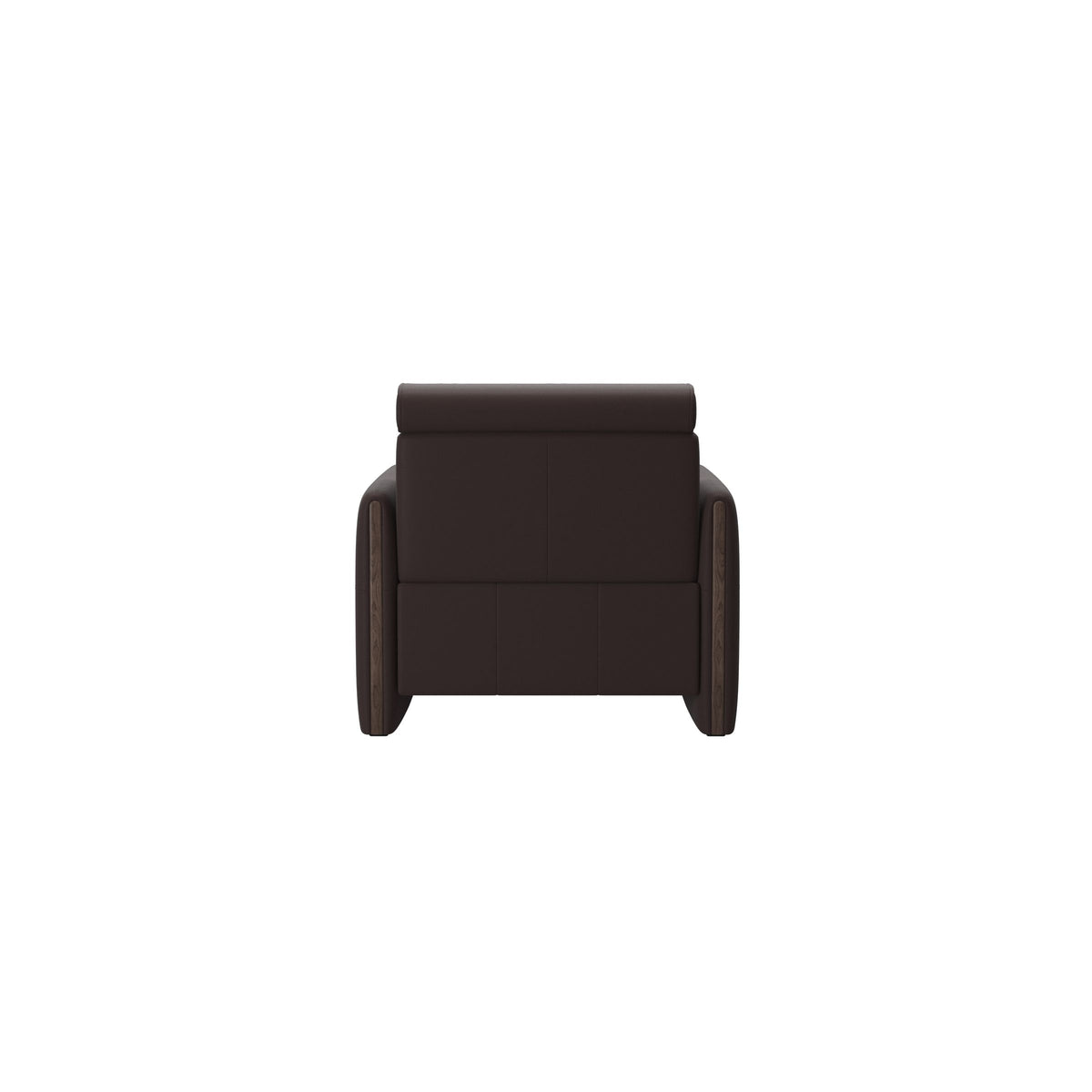 Stressless Emily Wood Chair with Power in Paloma Chocolate, Wenge, rear three-quarter view