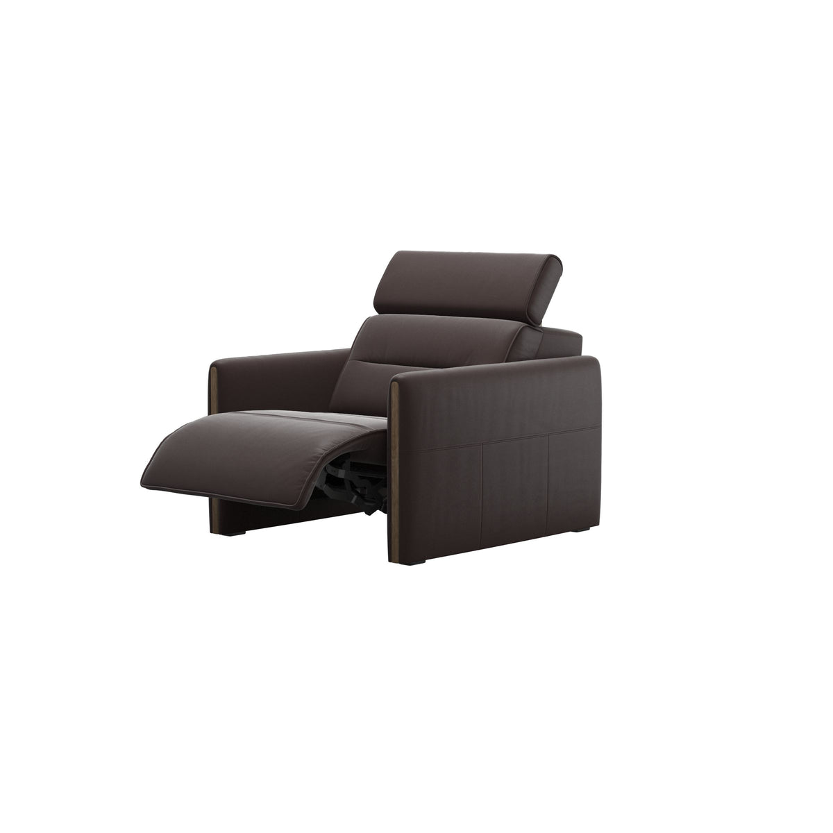 Stressless Emily Wood Chair with Power in Paloma Chocolate, Smoked Oak, side view