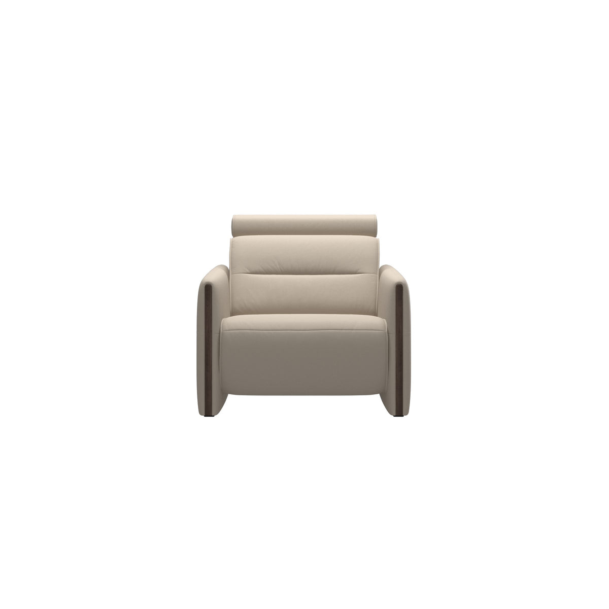 Stressless Emily Wood Chair with Power in Paloma Fog, Wenge, front view