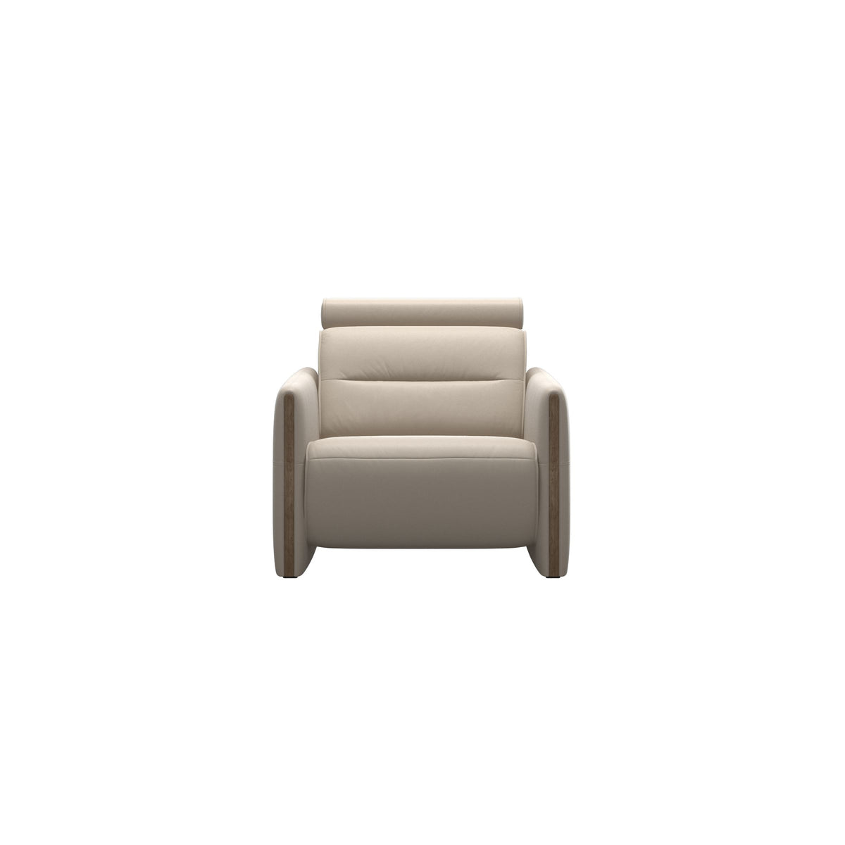 Stressless Emily Wood Chair with Power in Paloma Fog, Smoked Oak, front view