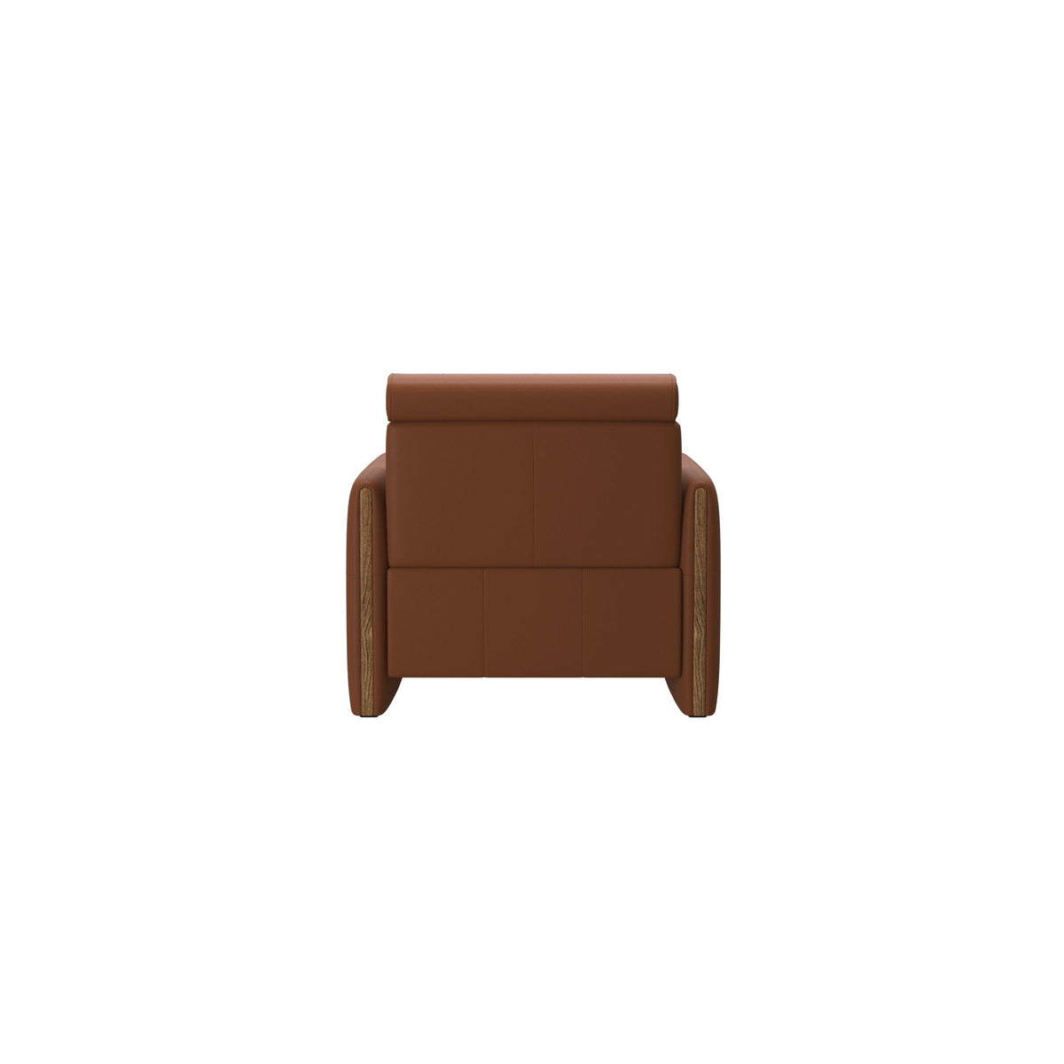 Stressless Emily Wood Chair with Power in Paloma New Cognac, Teak, rear three-quarter view