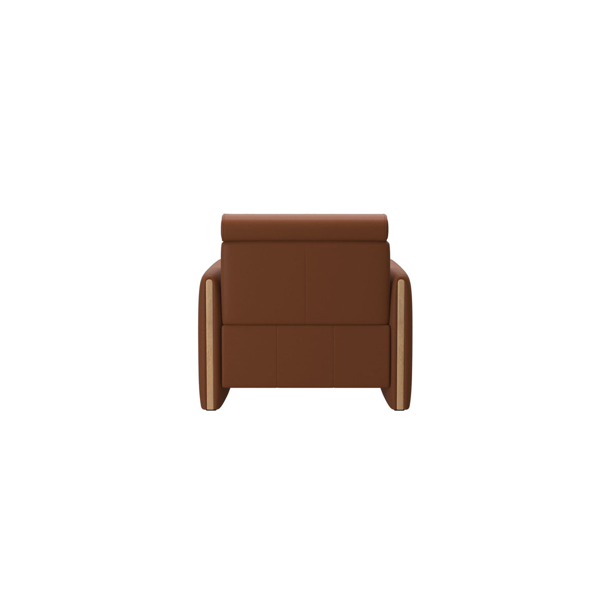 Stressless Emily Wood Chair with Power in Paloma New Cognac, Oak, rear three-quarter view