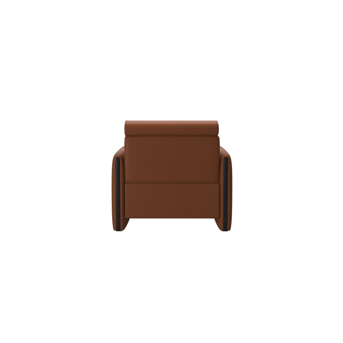 Stressless Emily Wood Chair with Power in Paloma New Cognac, Black, rear three-quarter view