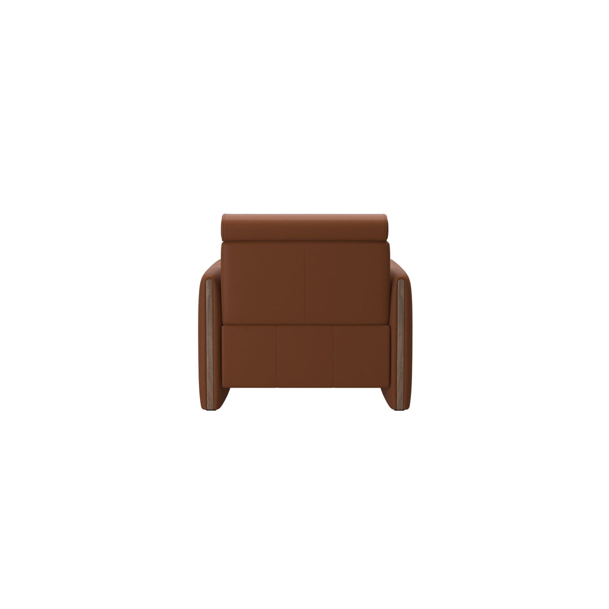 Stressless Emily Wood Chair with Power in Paloma New Cognac, Walnut, rear three-quarter view