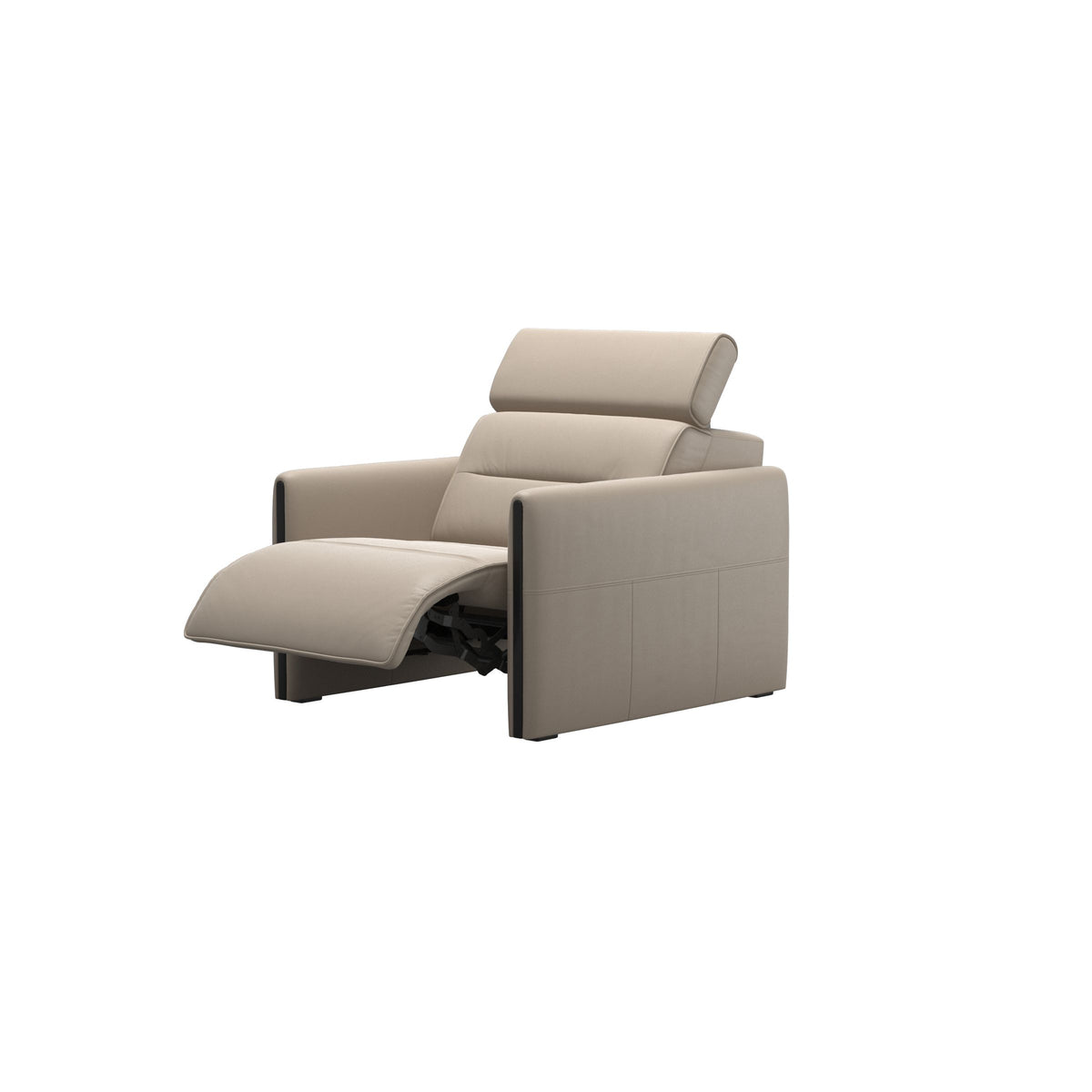 Stressless Emily Wood Chair with Power in Paloma Mushroom, Black, side view