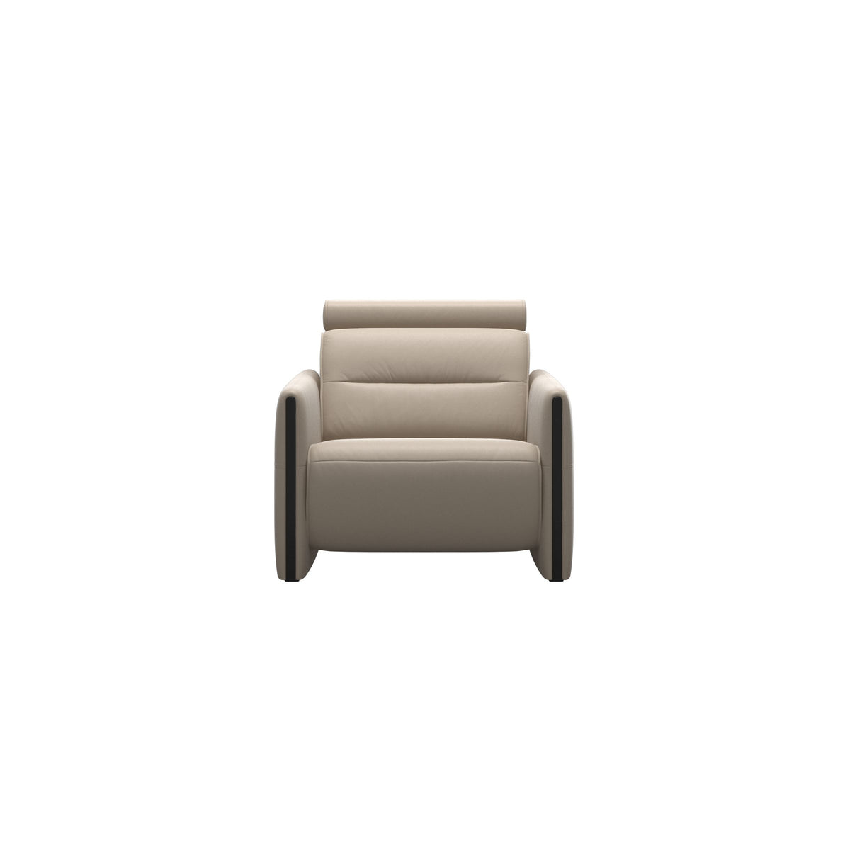Stressless Emily Wood Chair with Power in Paloma Mushroom, Black, front view