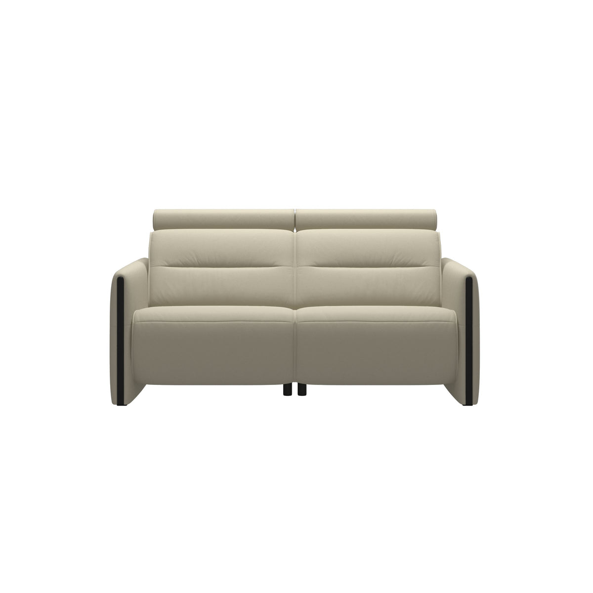 Stressless Emily Wood 2-Seater Sofa with 2 Power Seats in Paloma Light Grey, Black, front view
