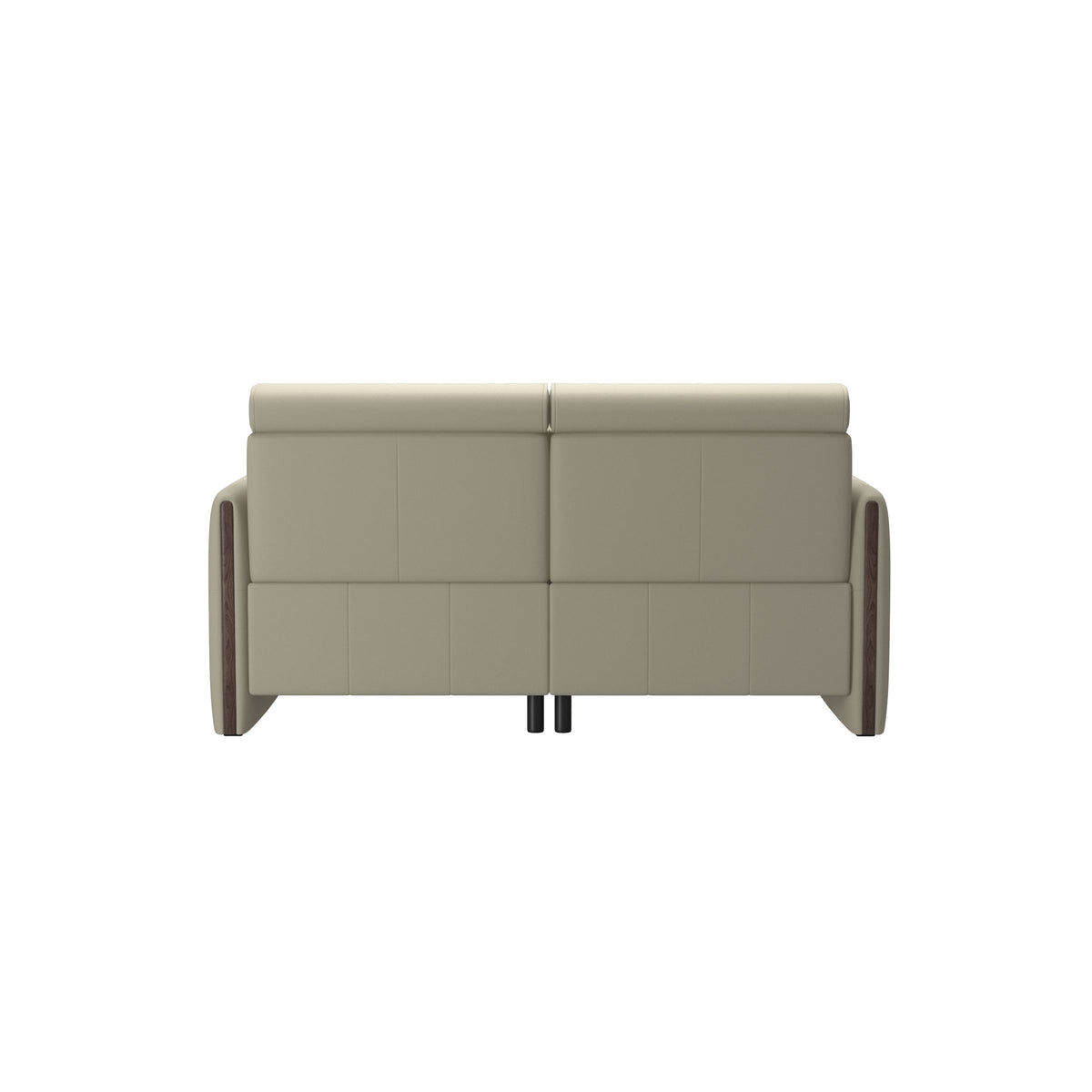 Stressless Emily Wood 2-Seater Sofa with 2 Power Seats in Paloma Light Grey, Wenge, rear three-quarter view