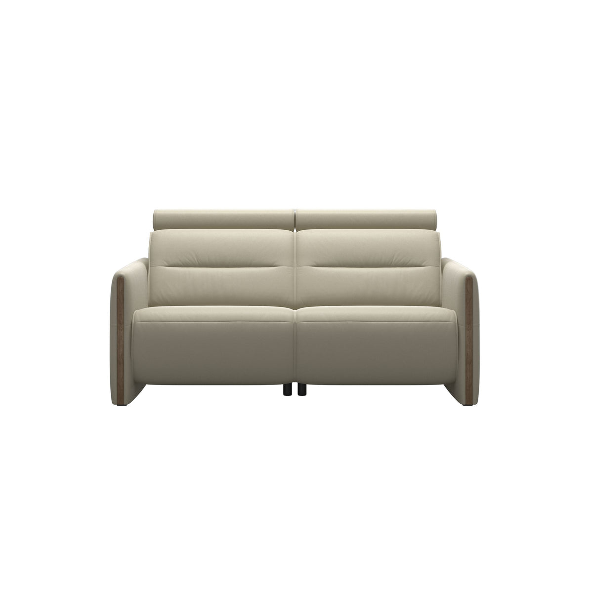Stressless Emily Wood 2-Seater Sofa with 2 Power Seats in Paloma Light Grey, Smoked Oak, front view