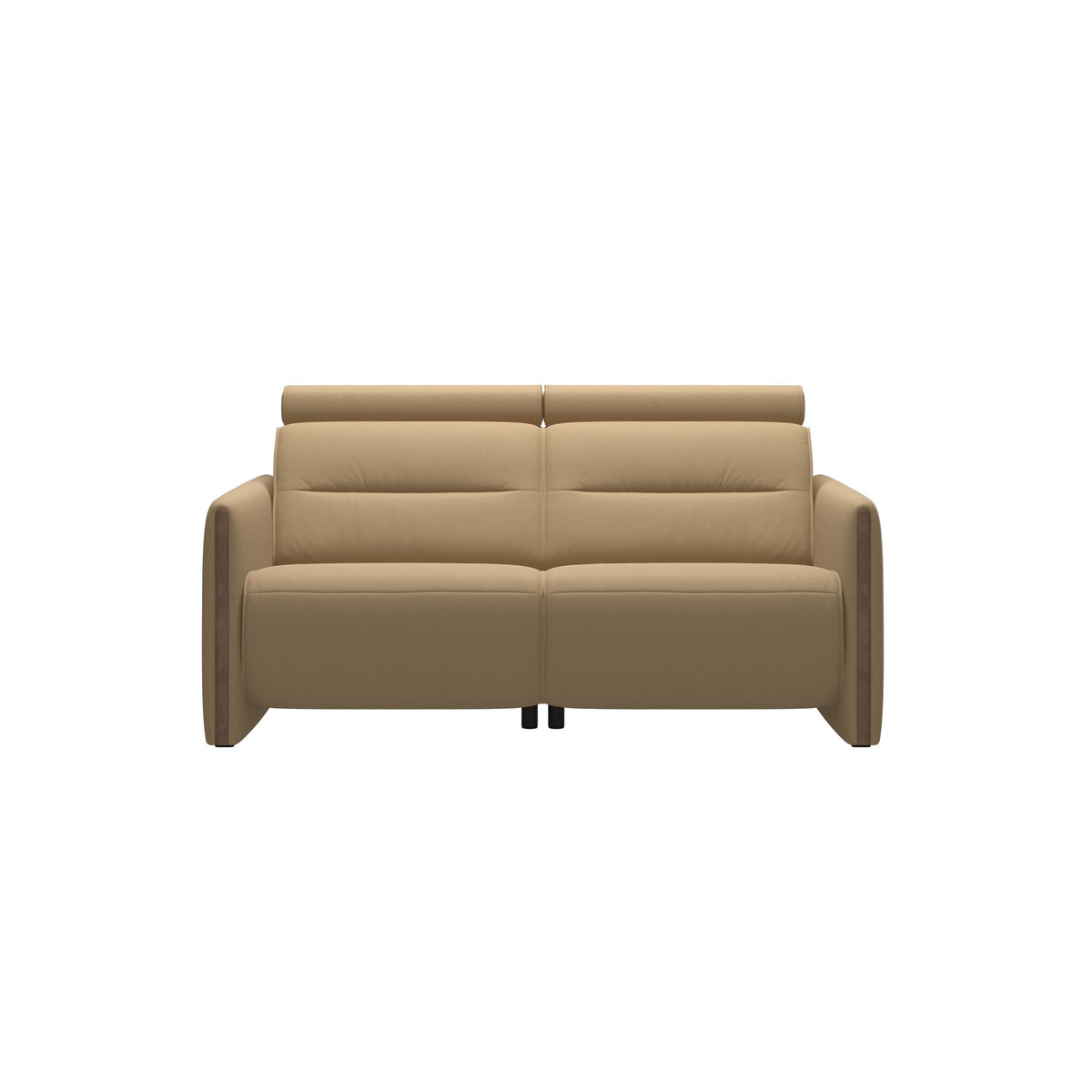 Stressless Emily Wood 2-Seater Sofa with 2 Power Seats in Paloma Sand, Walnut, front view