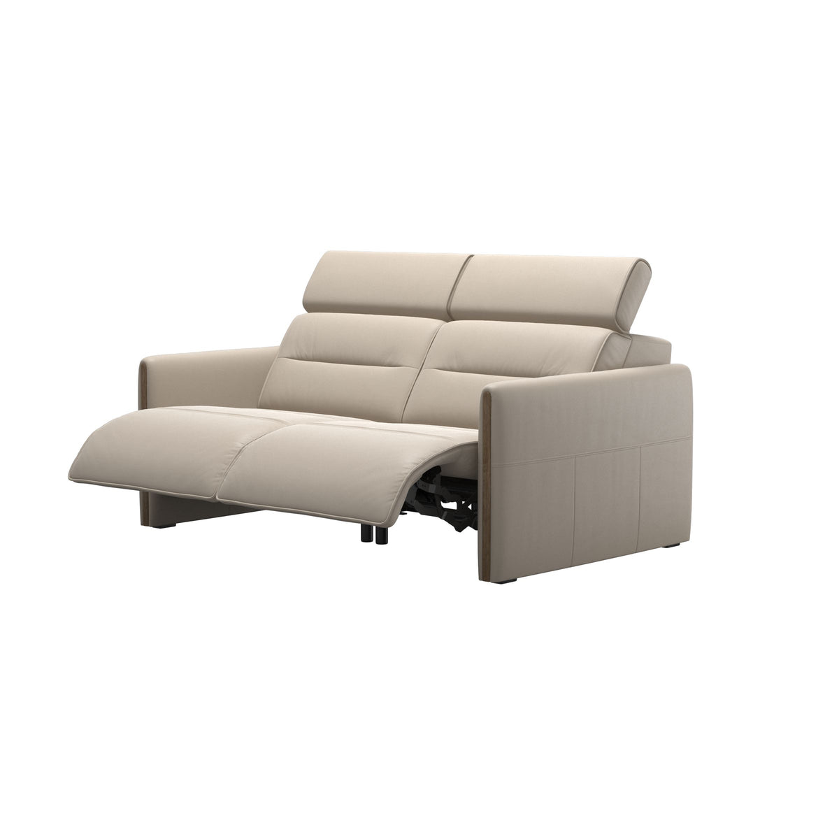 Stressless Emily Wood 2-Seater Sofa with 2 Power Seats in Paloma Fog, Smoked Oak, side view