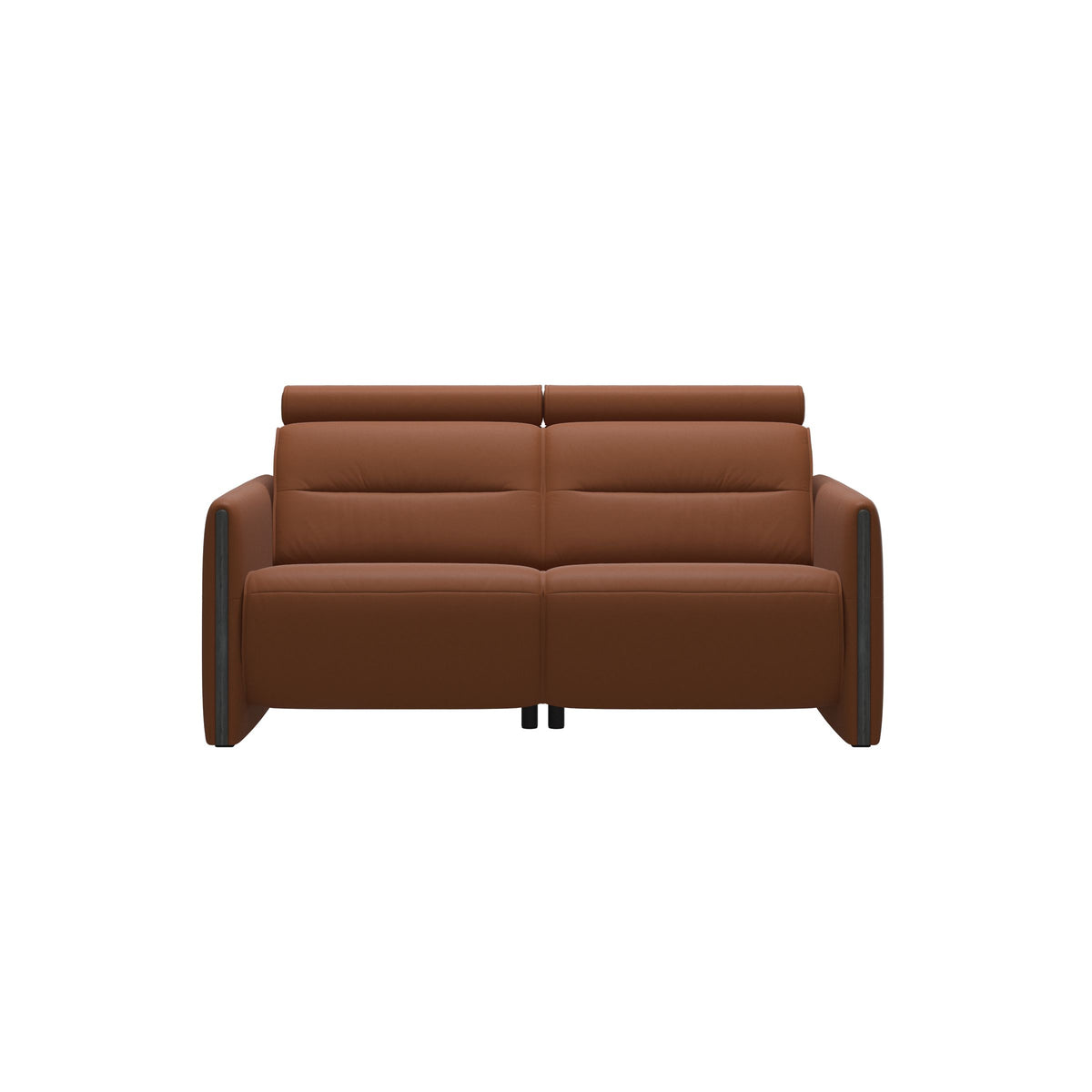 Stressless Emily Wood 2-Seater Sofa with 2 Power Seats in Paloma New Cognac, Grey, front view