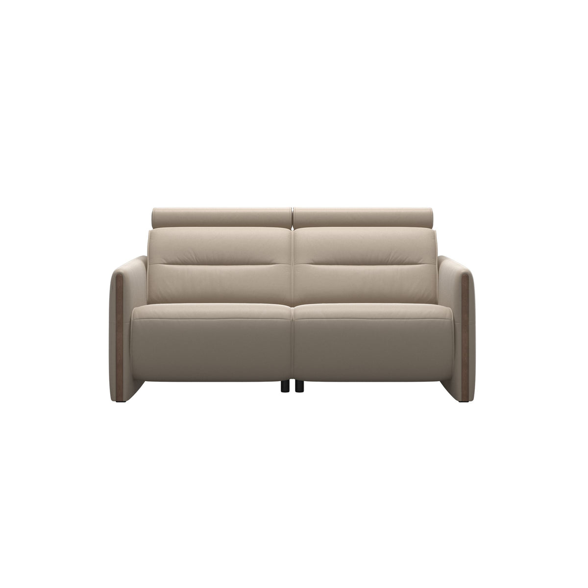 Stressless Emily Wood 2-Seater Sofa with 2 Power Seats in Paloma Mushroom, Walnut, front view